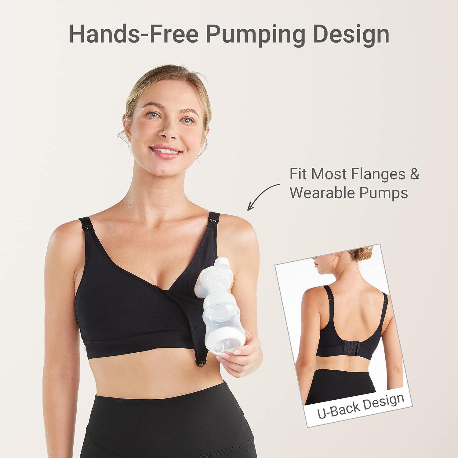 Momcozy Hands Free Pumping Bra, Seamless Adjustable Breast Pump Bra and  Nursing Bra All in One with Nursing Pads, All Day Wear for Spectra,  Lansinoh, Philips Avent (Black, X-Large) Black X-Large