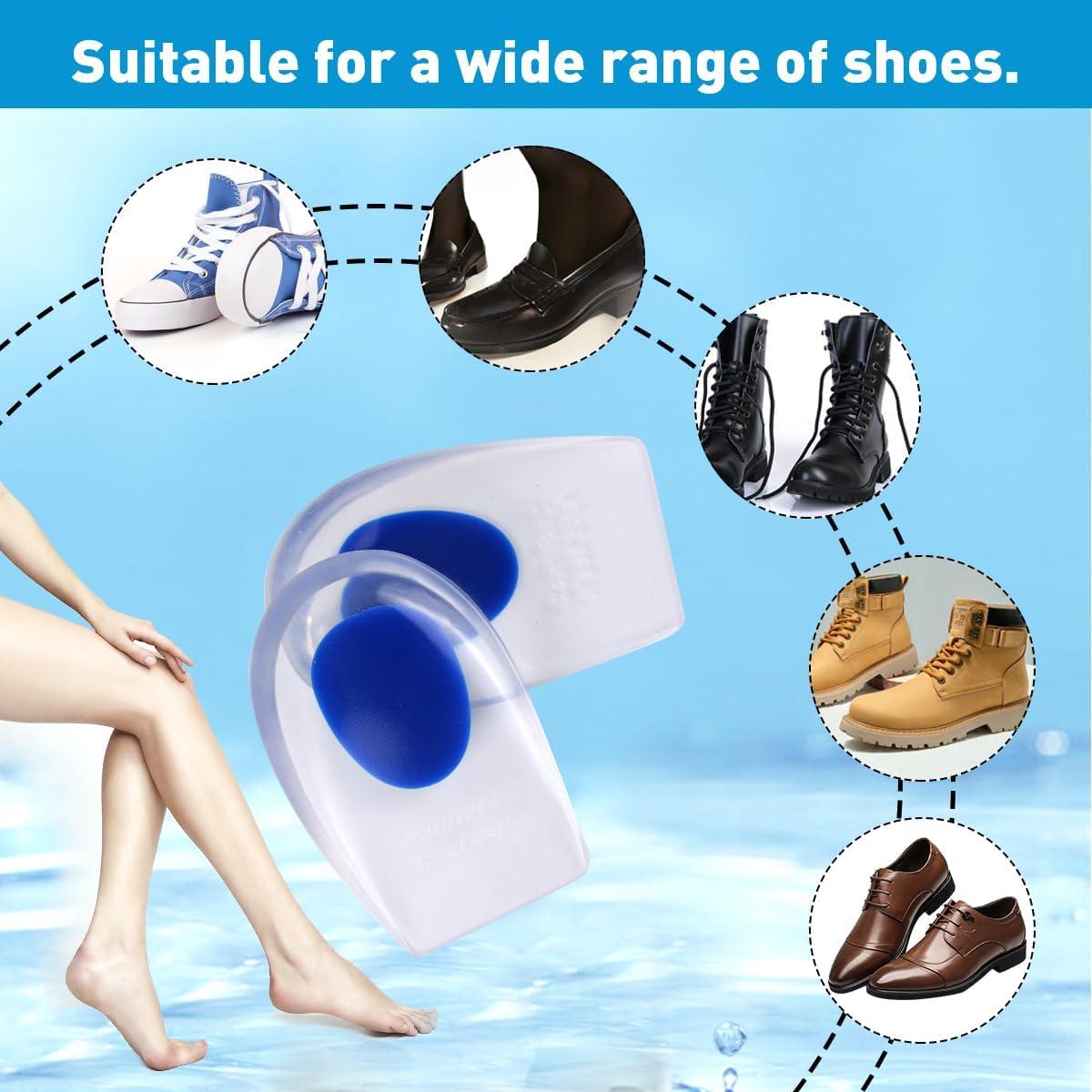 Pair Gel Heel Cups for Plantar Fasciitis Blue Heel Cushion
