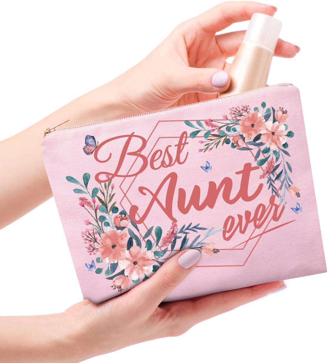 HnoonZ Best Aunt Ever Gifts Birthday Gifts for Aunt Aunt Gifts from Niece Aunt  Gift Auntie Gifts Aunt Bday Gift from Niece Gifts for Aunt Best Aunt Makeup  Bag Aunt Compact Mirror