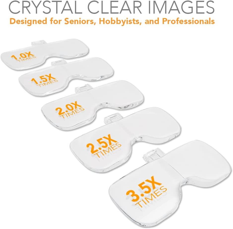 Adjustable Magnifying Visor with Two LED Lights, 5 Removable Lenses - 1x,  1.5x, 2x, 2.5x