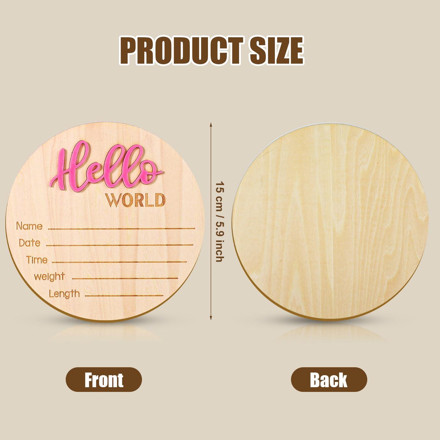 Hello World Announcement Sign - 15cm Wooden Newborn Name Sign for Baby ...