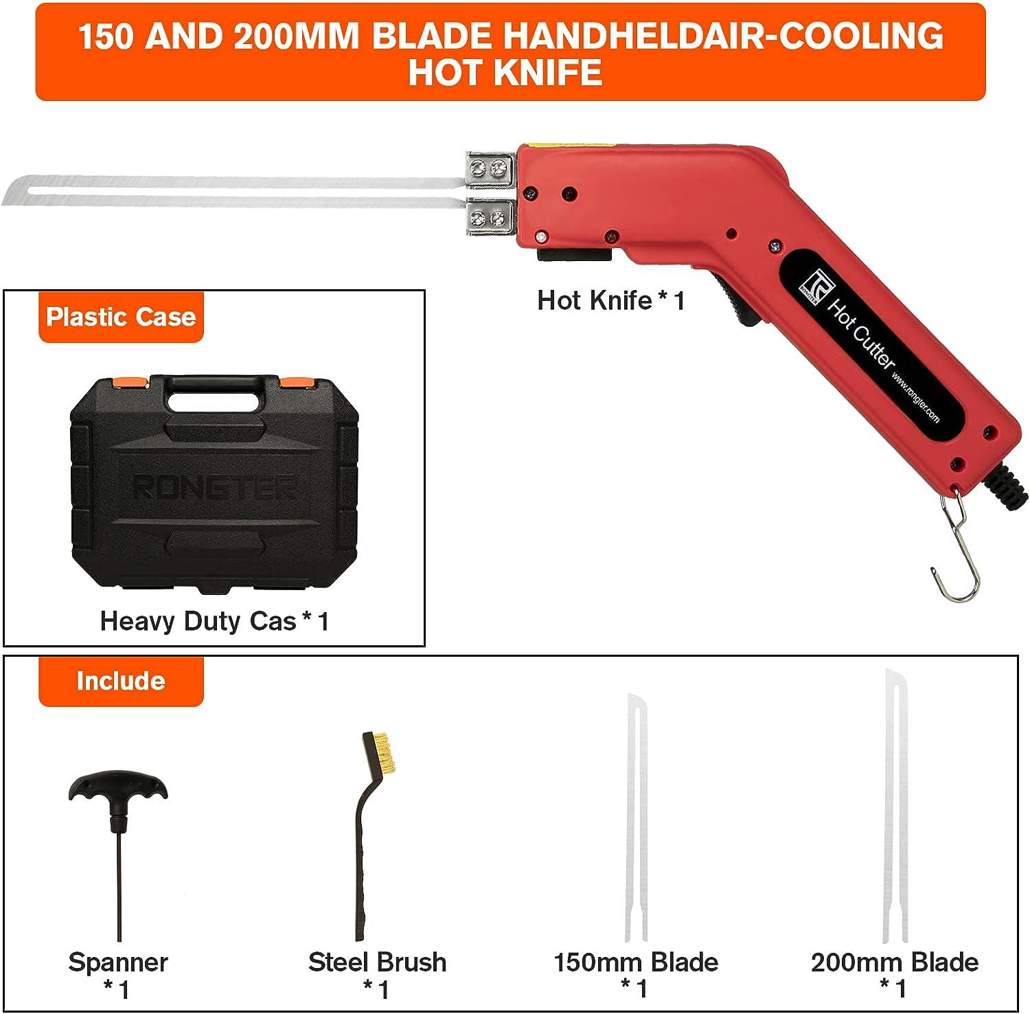 200W Electric Hot Knife Foam Cutter Tool with Blades 6 & 8 Straight Blades