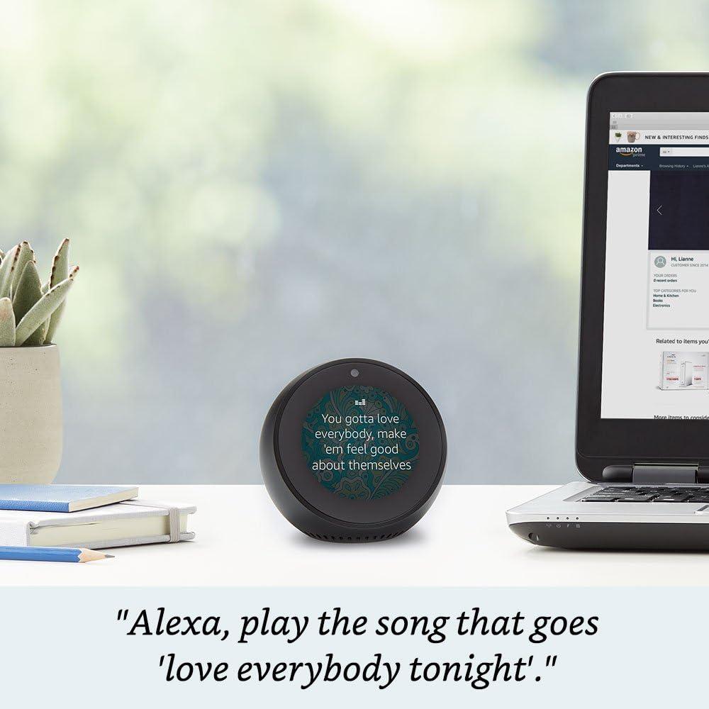 Echo Spot Smart Alarm Clock with Alexa Black Black Echo Spot