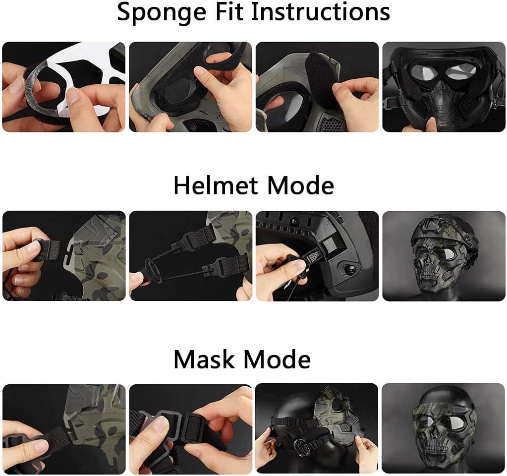 Yzpacc Airsoft – áscaras tácticas de calavera de edia cara con