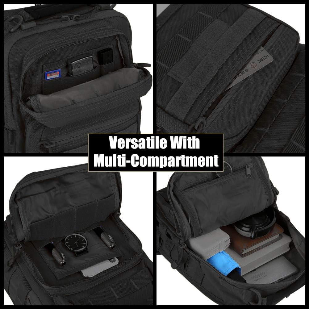 QT&QY Tactical Sling Bag for Men Small Military Rover Shoulder Backpack EDC  Chest Pack Molle Assault Range Bag Newblack