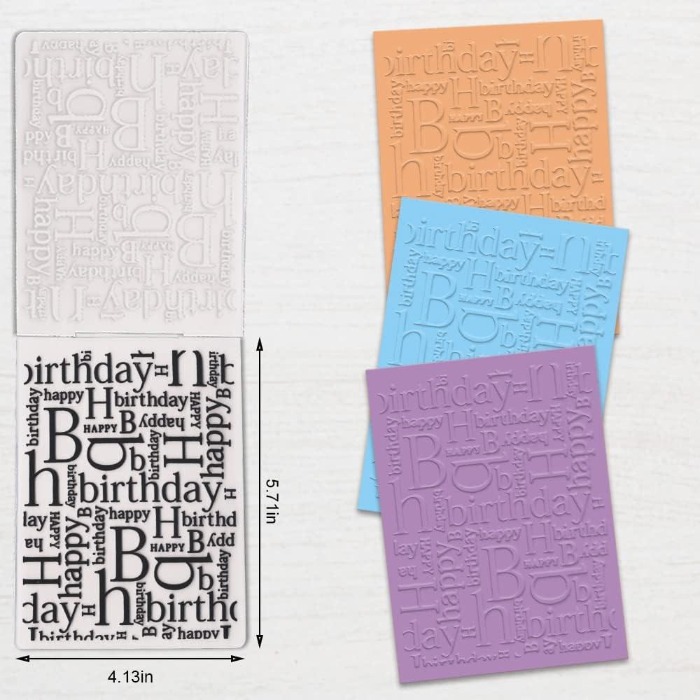 3-D Textured Impressions Background Embossing Folder Happy Birthday Words  Pattern Plastic Embossing Folder Template for Card Making Scrapbooking  Paper Craft Album Stamps DIY D cor