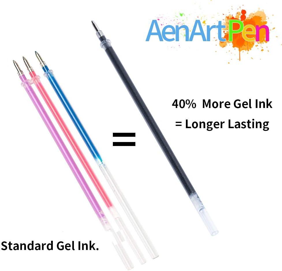 Aen Art Glitter Gel Pens, Colored Gel Markers Pen Set with 40% More Ink for  Adul