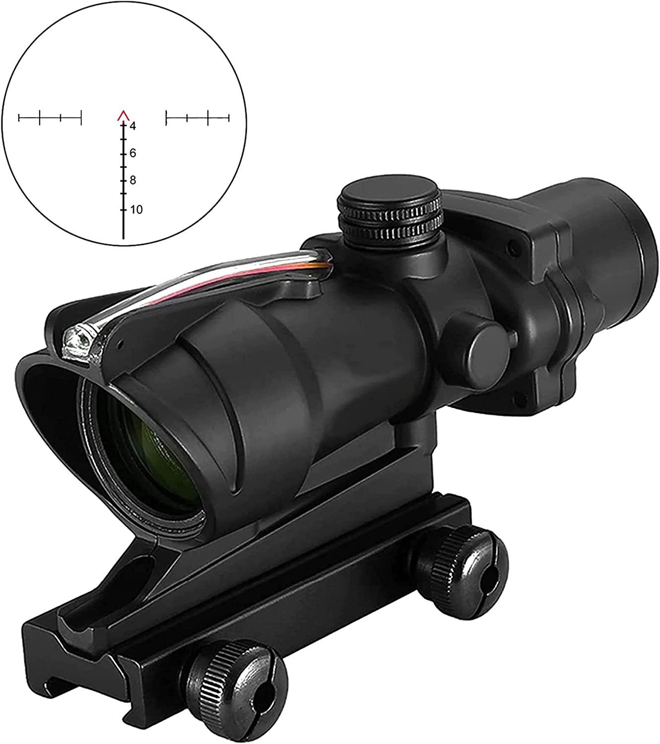 CRUSHUNT 4x32 Scope Red Chevron Fiber Scope Glass Etched Reticle Real