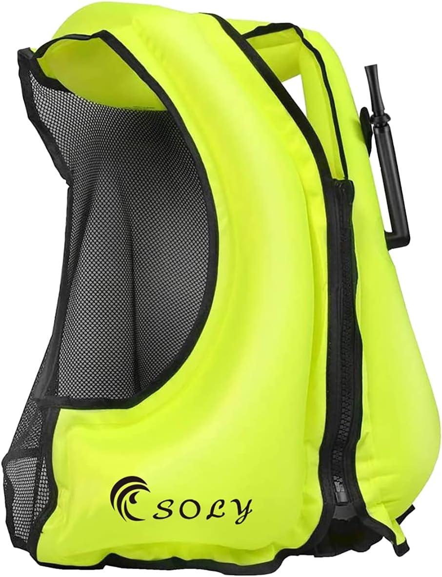 SOLY Inflatable Snorkel Vest Adult, Snorkel Life Vest Adjustable