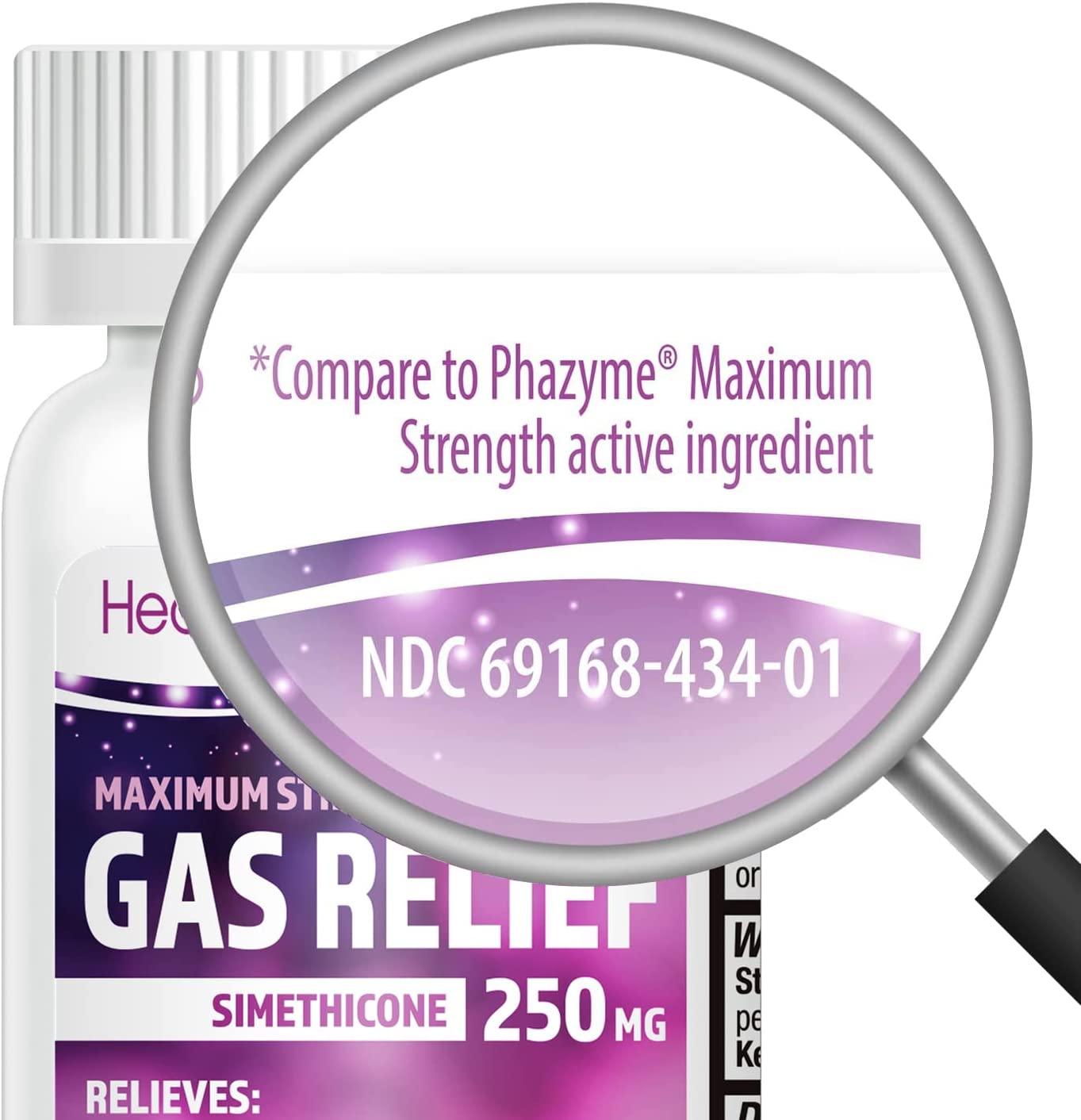HealthA2Z Gas Relief 100 Ct Simethicone 250mg Max Strength Fast