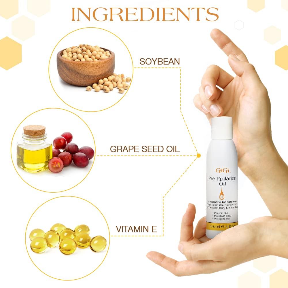 GiGi Pre Epilation Oil with Soybean and Grape Seed Oils 4 fl oz 4 Fl Oz