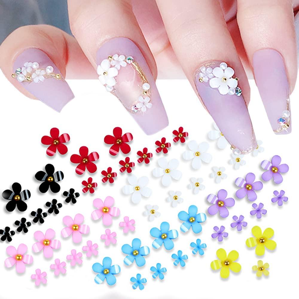 12 Colors Flower Nail Charms for Acrylic Nails 3D Flower Nail Rhinestone  Nail Decals Resin Flowers Nail Art Supplies with Caviar Small Steel Beads  Nail Stud Pearl Accessories for Girl Nail Decoration