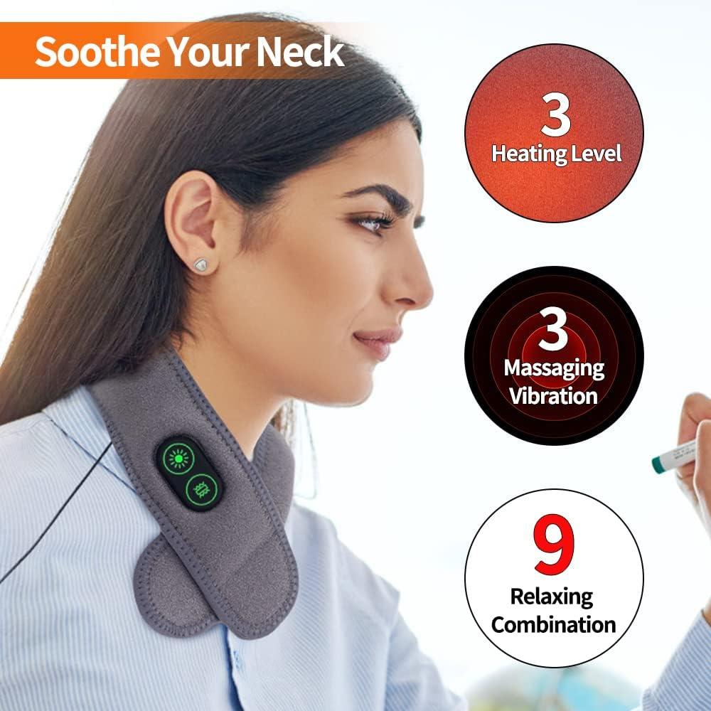 Comfheat Neck Heating Pad with Vibration - USB Heated Neck Brace Wrap for Pain Relief | 3 Comfheat Neck Heating Pad with Vibration - USB Heated Neck Brace Wrap for Pain Relief | 3