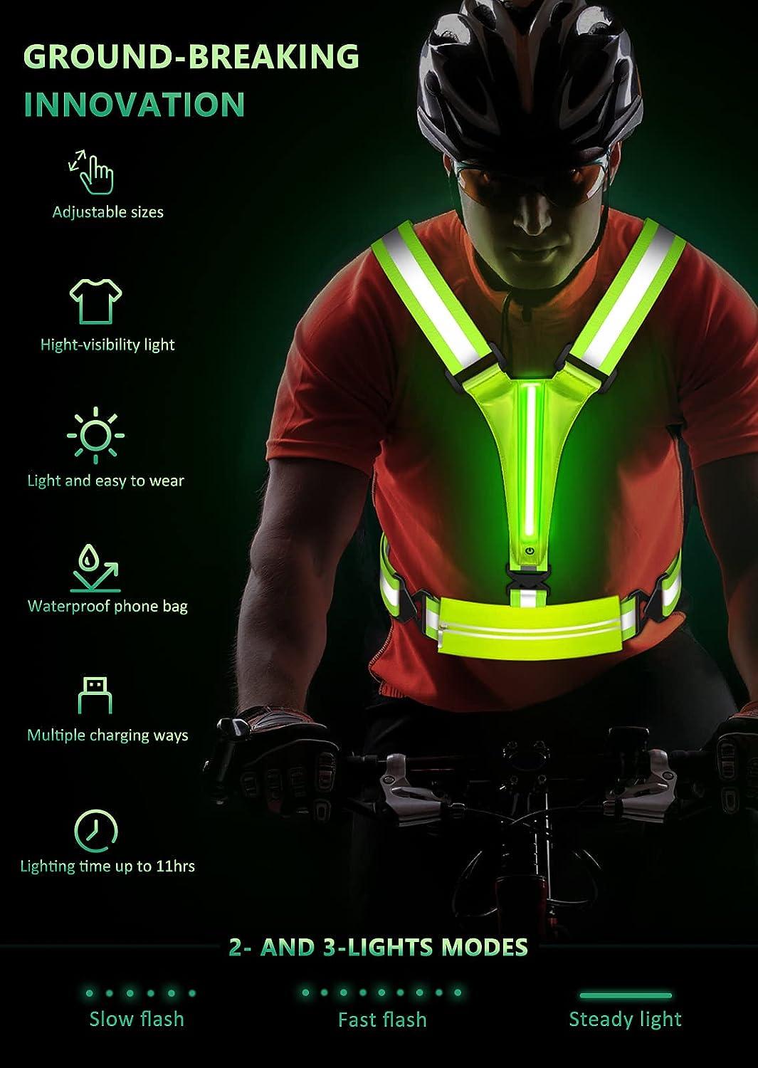Ylzzrs LED Reflective Vest Running Gear USB Rechargeable Light Up