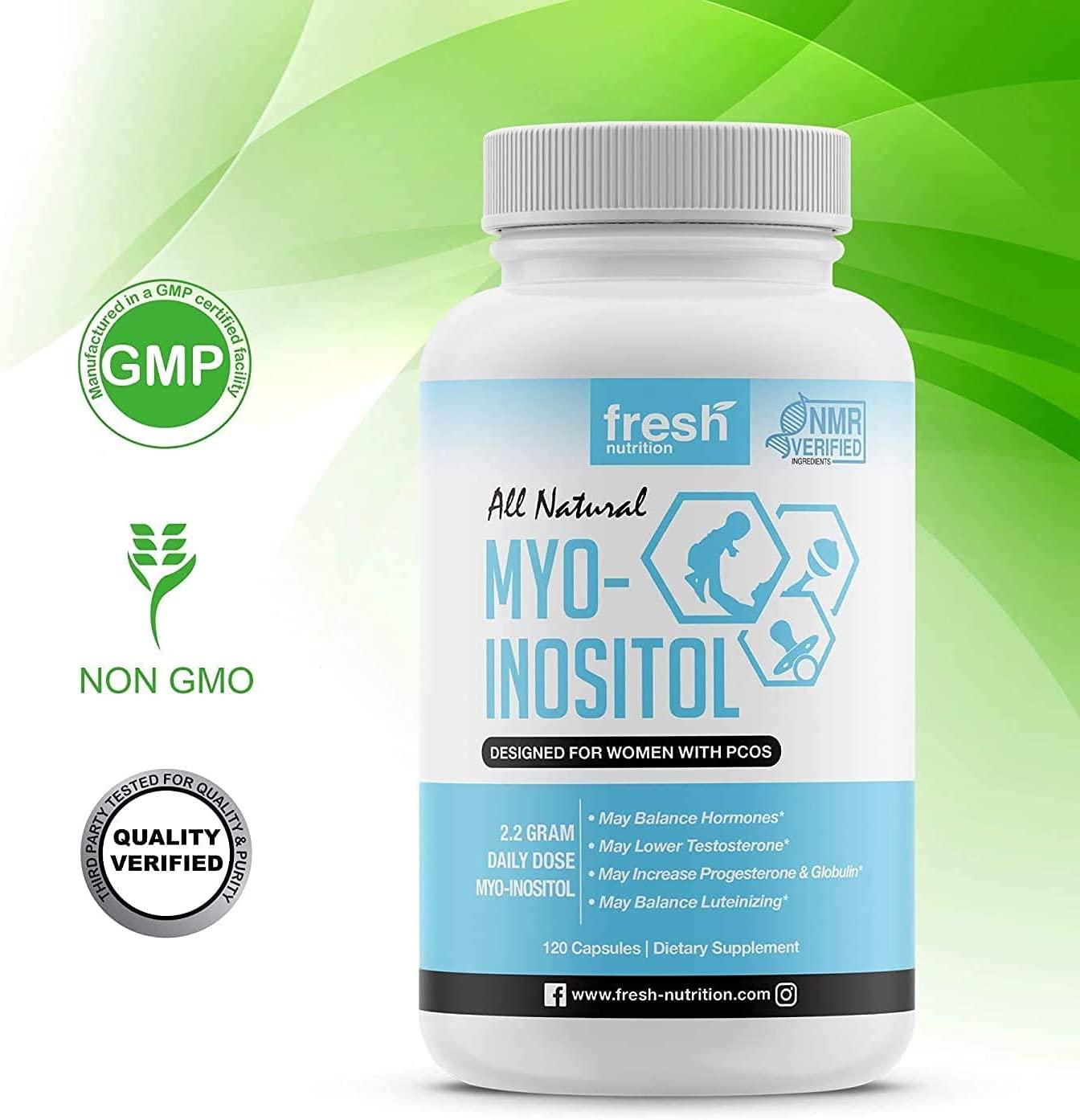 High Potency MyoInositol PCOS Supplement 2200mg 120 Capsules NMR