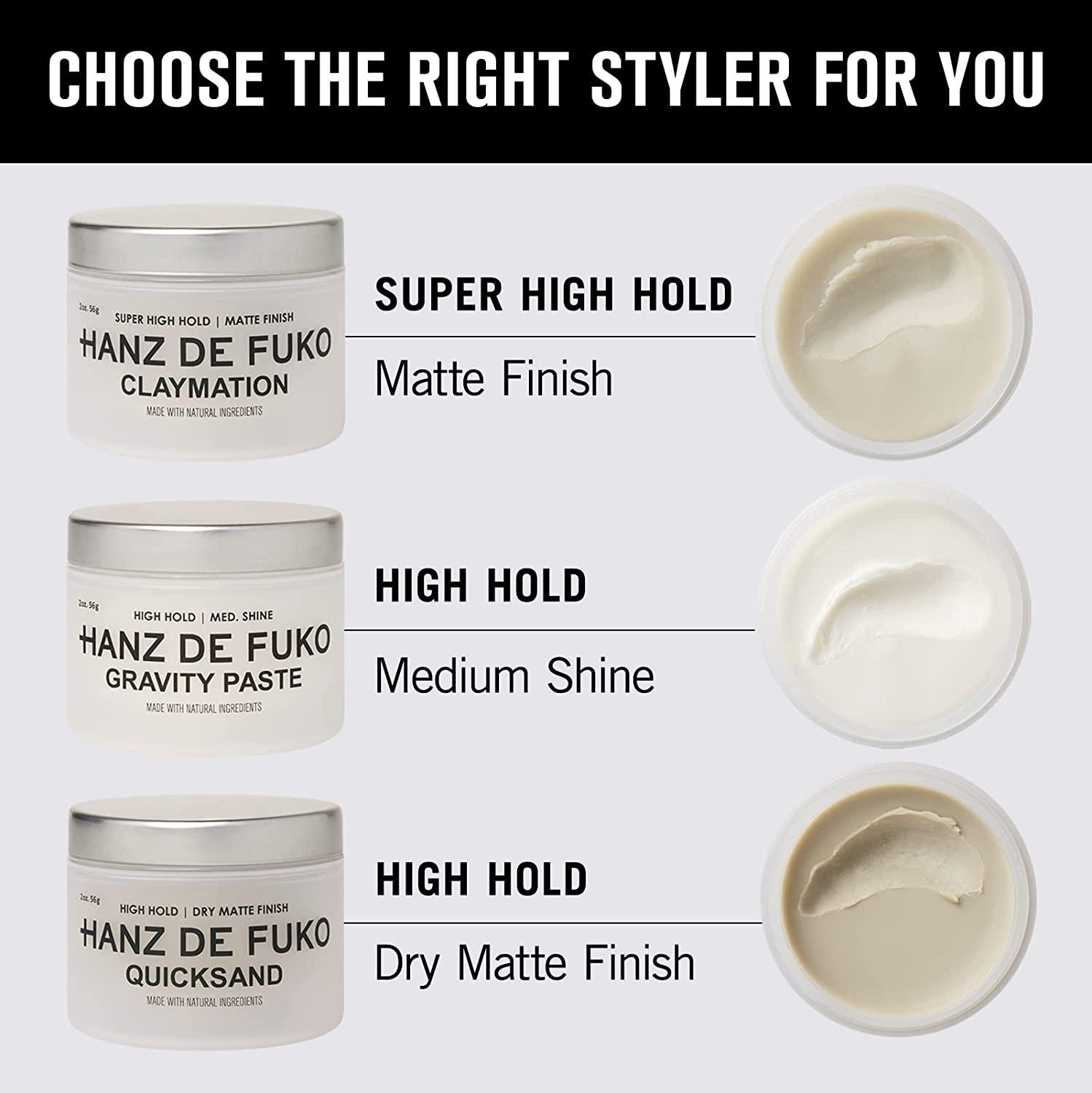 Hanz de Fuko Quicksand Premium Mens Hair Styling Wax High Hold, Ultra