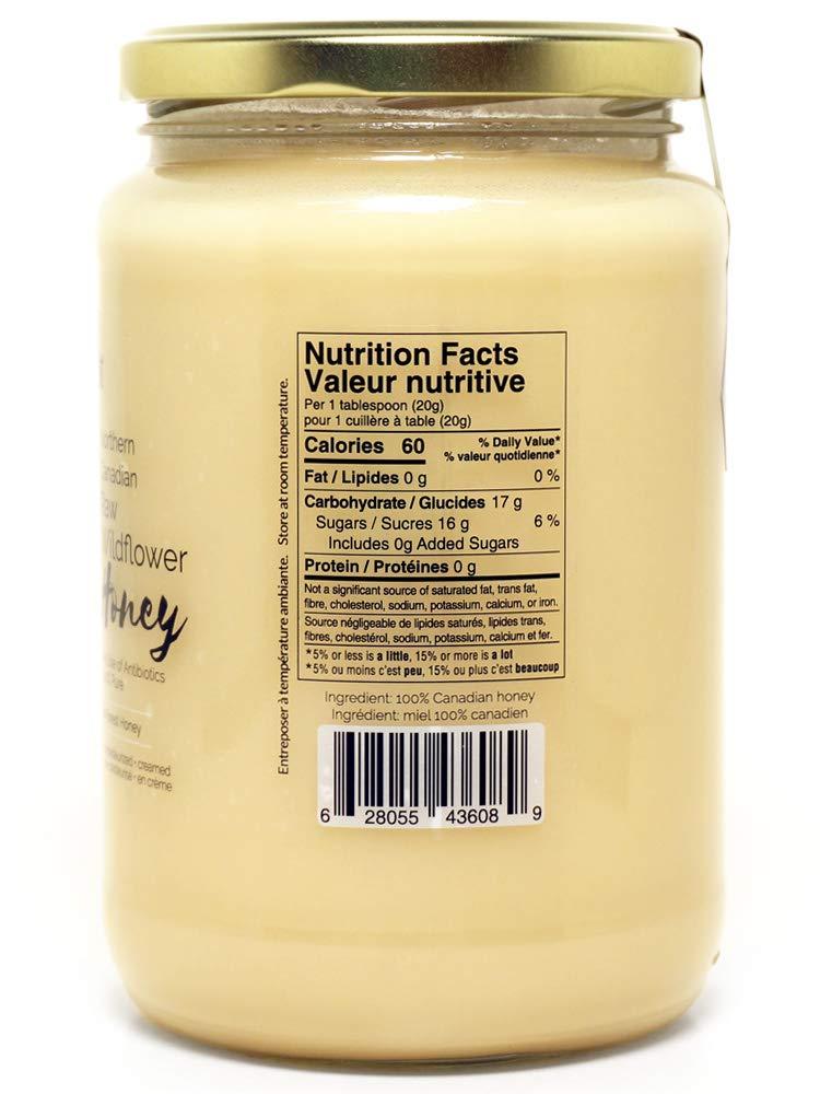 100 Canadian Raw Honey 2.2lbs Unfiltered, Unheated & Creamed