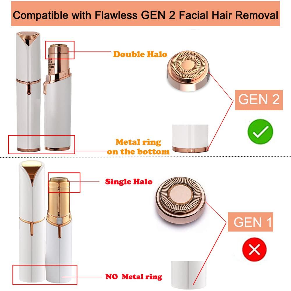 Facial Hair Remover Replacement Heads: Generation 2 Replacement heads for  Finishing Touch Flawless Gen 2 For Women, Double Halo Painless and Smooth  As Seen On TV, 18K Gold-Plated Rose Gold 6 Count