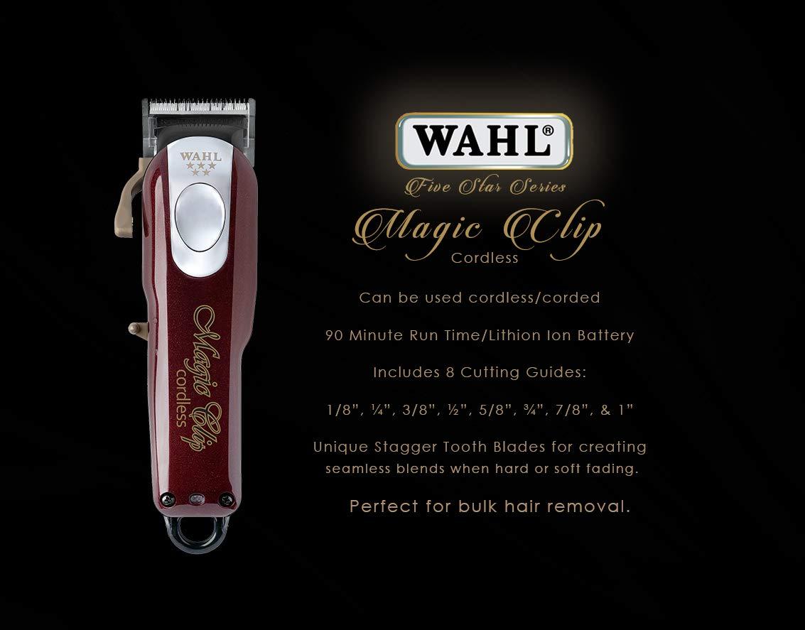 Wahl Professional 5 Star Cordless Magic Clip Hair Clipper with 100+ Minute  Run Time for Professional Barbers and Stylists