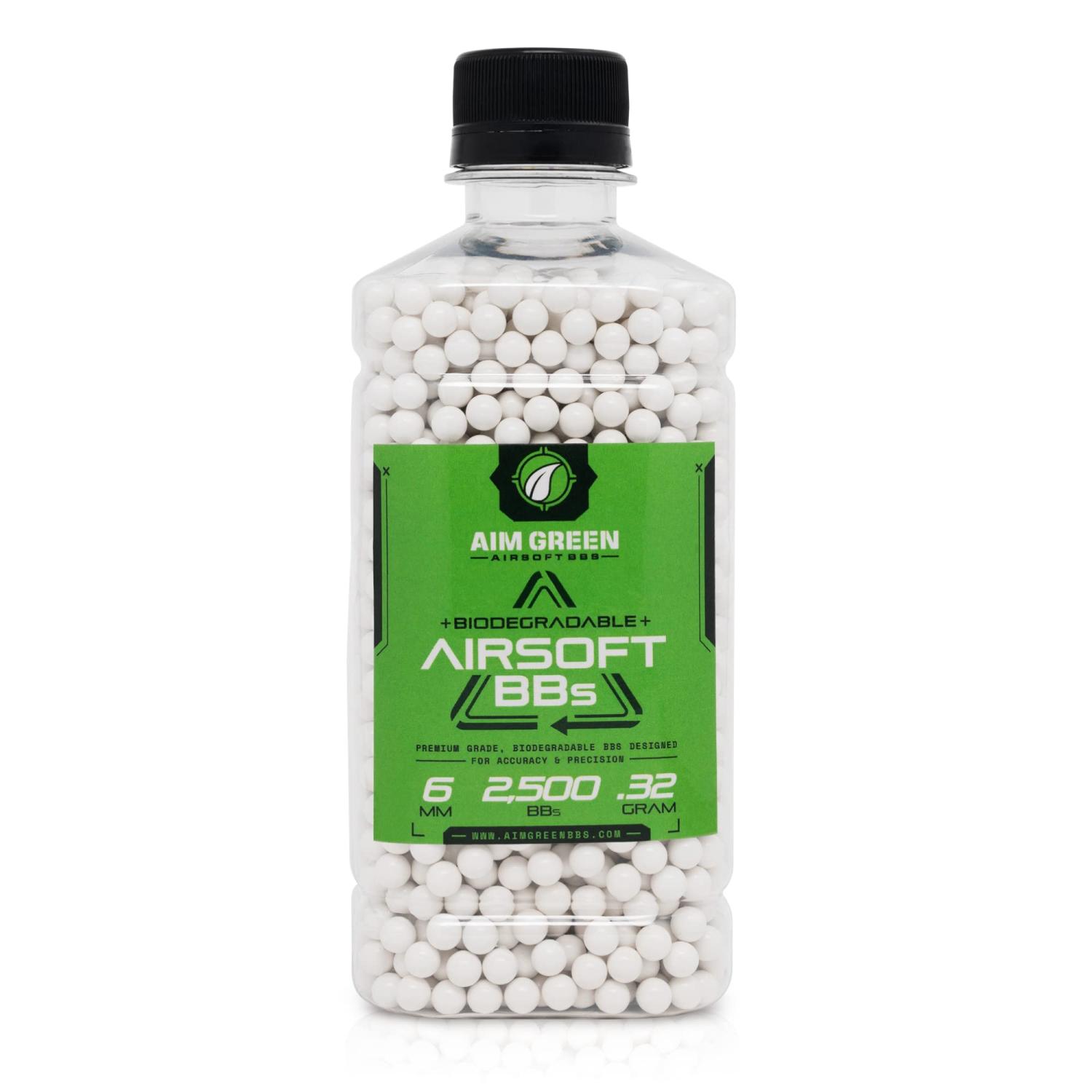 Aim Green Biodegradable Airsoft BBS, PremiumGrade 6mm Airsoft BBS .32g