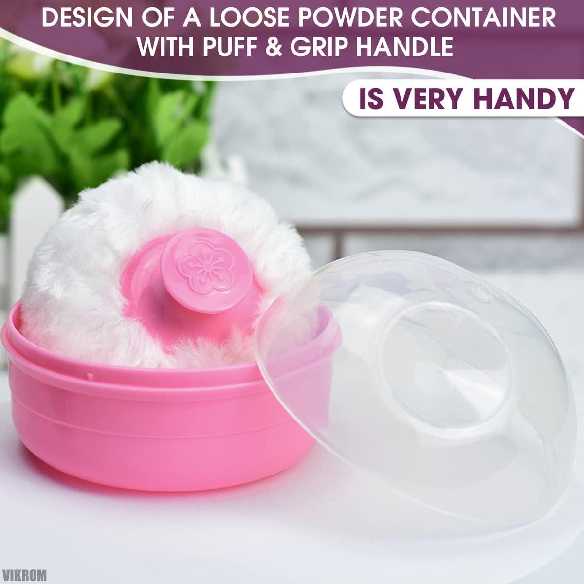 Baby Powder Container with Puff 2Pcs Body Powder Puff with Handle