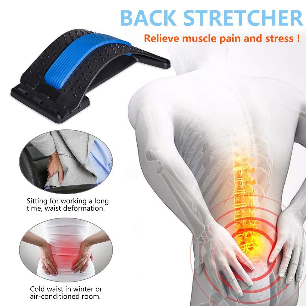 Back Stretcher, Lumbar Back Pain Relief Device, Multi-Level Back Massager  Lumbar, Pain Relief for Herniated Disc, Sciatica, Scoliosis, Black&Blue