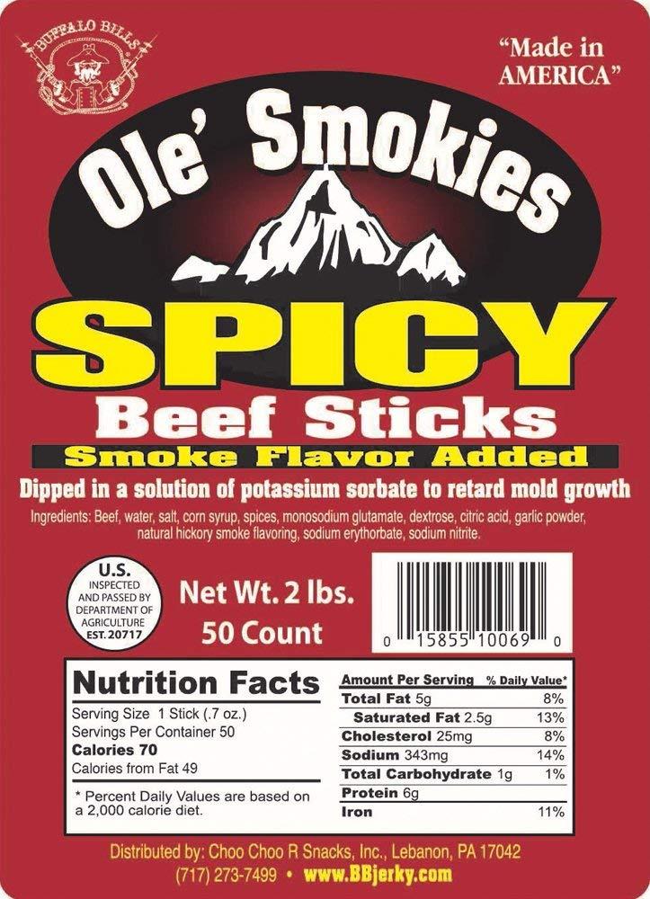 Buffalo Bills 2lb Spicy 5" Ole' Smokies Saddlebag (50 twistend beef