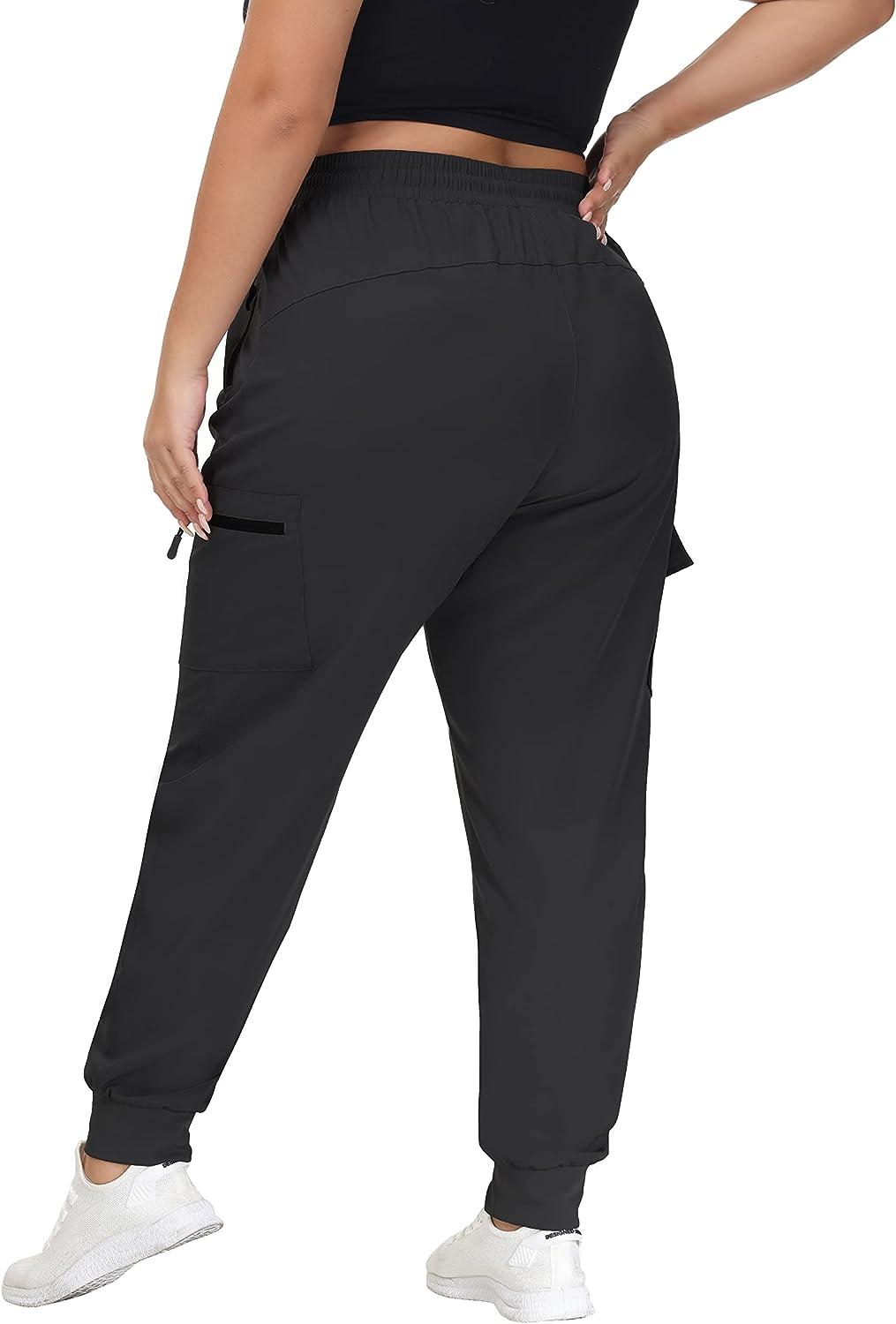 SEKINO Women's Plus Size Hiking Cargo Pants Lightweight Quick Dry Joggers  Athletic Workout Outdoor Zipper Pockets Pants Black 3X