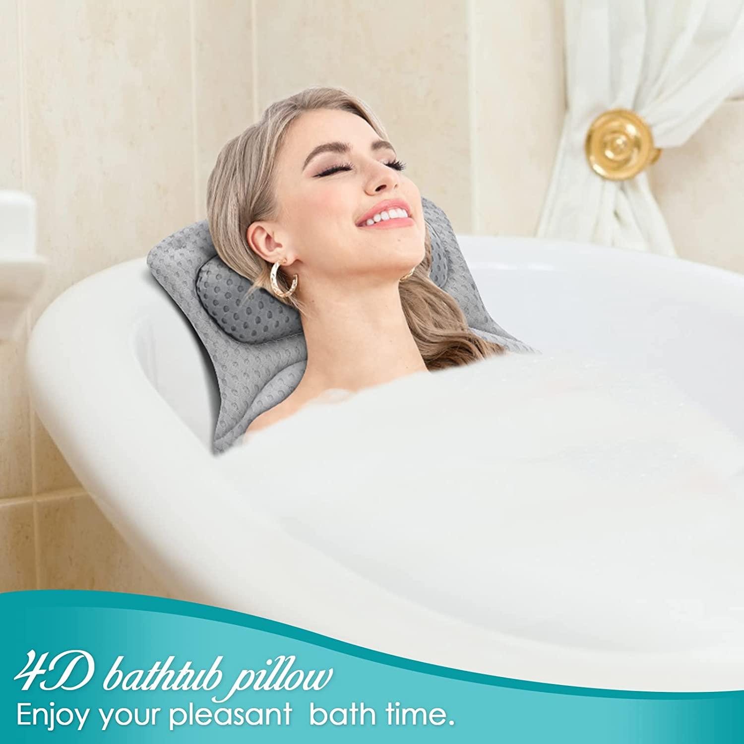 Essort Bath Pillow for Tub 4D Soft Bathtub Pillow with Strong Suction