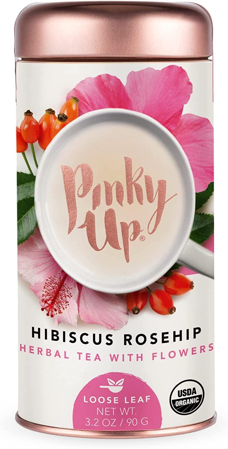 Pinky Up Organic Hibiscus Tea Loose Leaf Rosehip Blend Whole Leaf