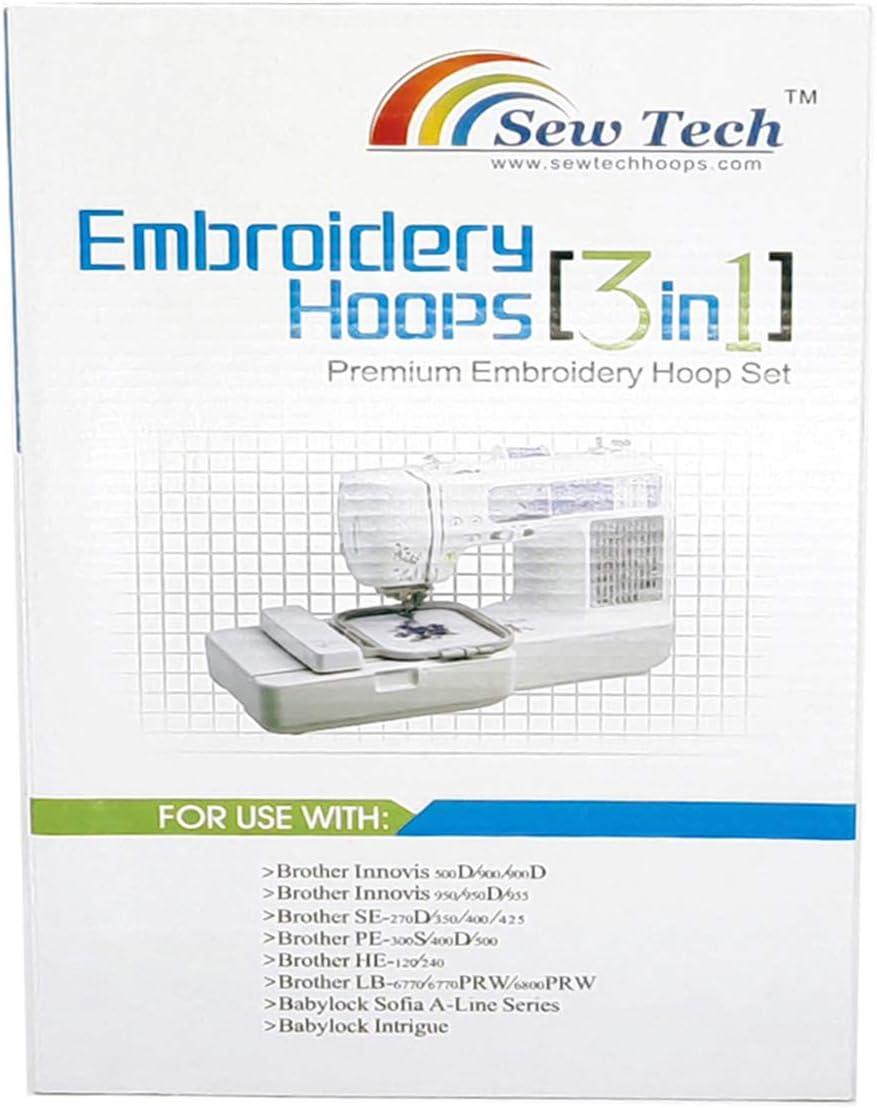 Sew Tech Embroidery Hoops for Brother SE600 PE550D SE700 PE535 SE400 PE525  PE540D PE500 SE625 SE425 Innovis Babylock Brother Embroidery Machine Hoop  (3in1 Set)