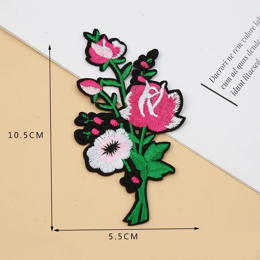 MISDONR 25pcs Rose Flowers Butterfly Embroidered Patches Iron On Patches  Applique for Clothes Jackets Jeans Pants Backpacks