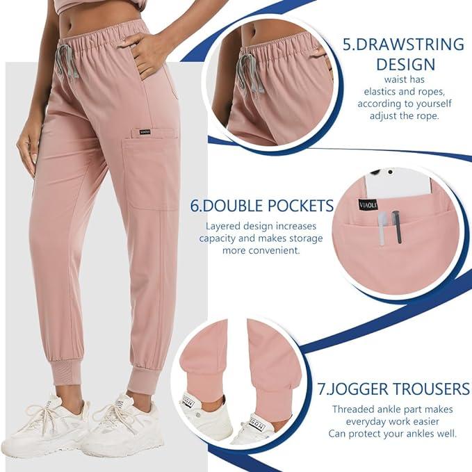 Womens 6 Pocket Solid Joggers Pants