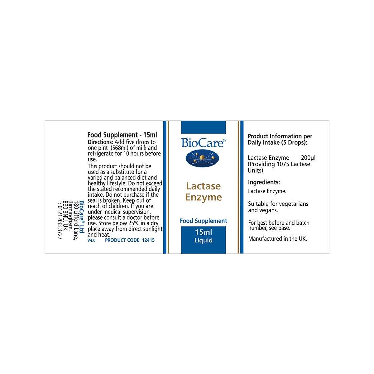 BIOCARE Lactase Enzyme, 15 ML