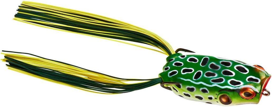 BOOYAH Poppin' Pad Crasher Topwater Bass Fishing Hollow Body Frog Lure with  Weedless Hooks Leopard Frog