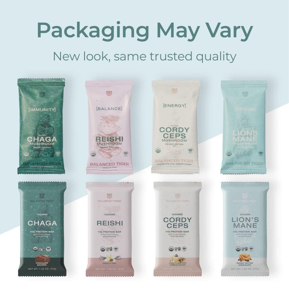 Functional Mushroom Protein Bars Full Dose (1500mg) Lions Mane, Chaga