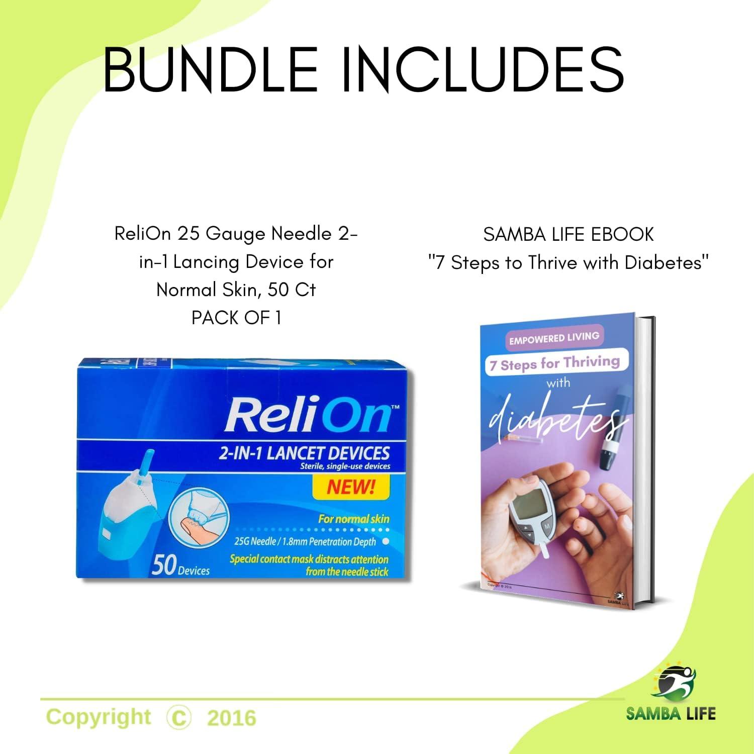 Relion 25 Gauge Needle 2in1 Lancing Device for Normal Skin Bundle