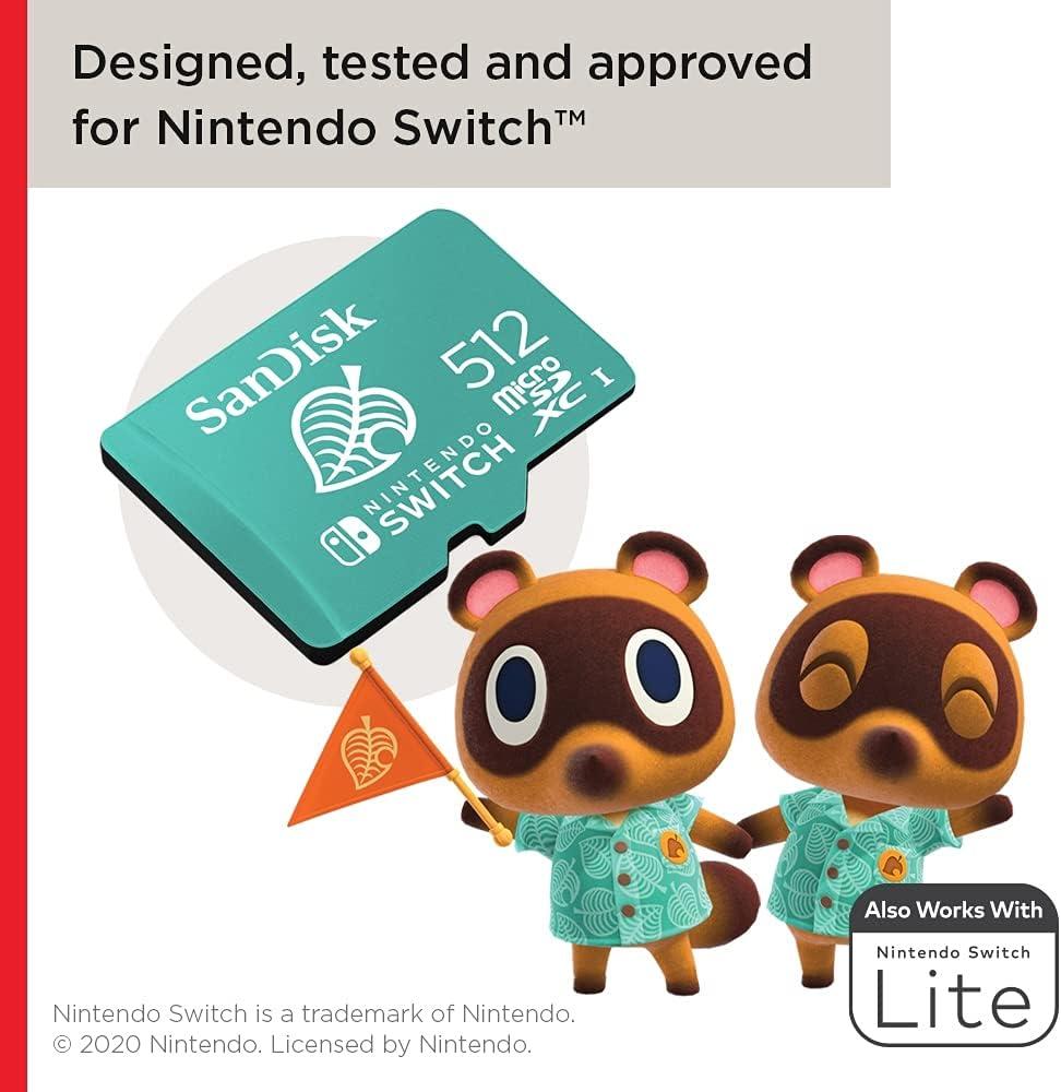 SanDisk 512GB microSDXC Memory Card for Nintendo Switch, Animal Crossing  Leaf - SDSQXAO-512G-ANCZN