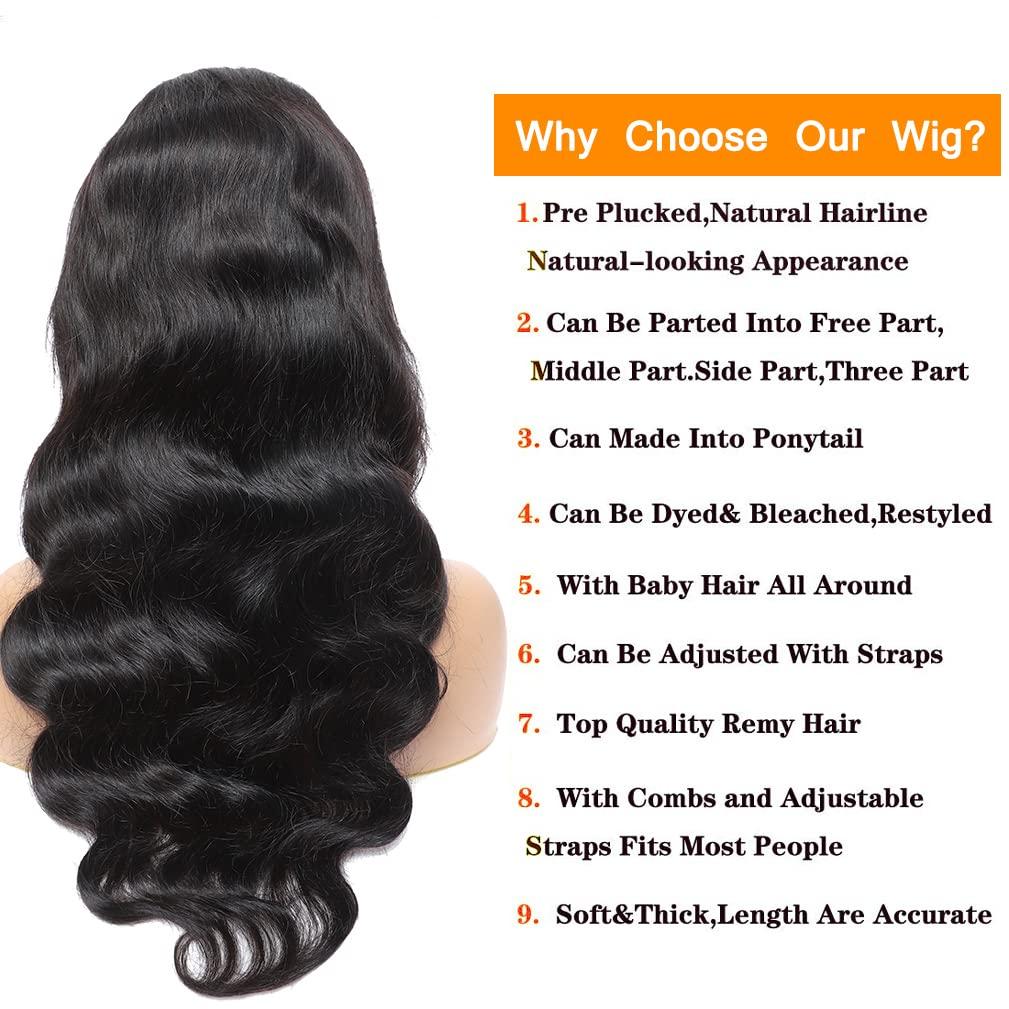 Body Wave Lace Front Wigs Human Hair for Black Women Brazilian Body Wave Human  Hair Wigs Pre Plucked Hairline with Baby Hair Natural Color 150% Denisty 18  Inch 18 Inch (Pack of