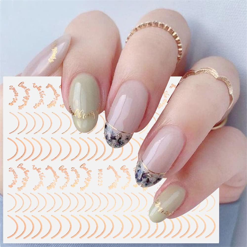 1pcs Rose Gold Nail Polish Sticker Sliders Classy Stripe Tape Curved Liners  Decorations Nails Art Decals Manicure Bestzgs004-104 - Stickers & Decals -  AliExpress