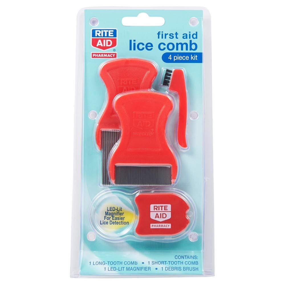 Rite Aid Head Lice Comb Kit with LED Magnifier 4 Piece Kit for Head