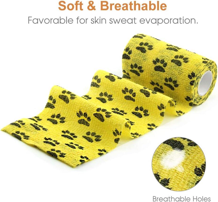 AUPCON Vet Wrap Self Adherent Bandage 4in Mix Paw Ideal for Horses