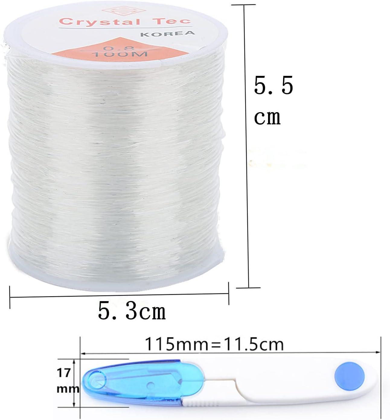 0.8mm Elastic String for Bracelets 2 Rolls of 100m Crystal (QIRANIYY)  Thread Nylon Cord for Bracelet Making Clear Stretchy for Jewelry Making  Necklace
