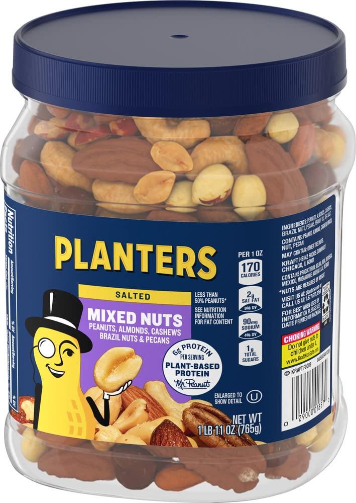 PLANTERS Mixed Nuts 27 oz. Lightly Salted Resealable Jar Almonds