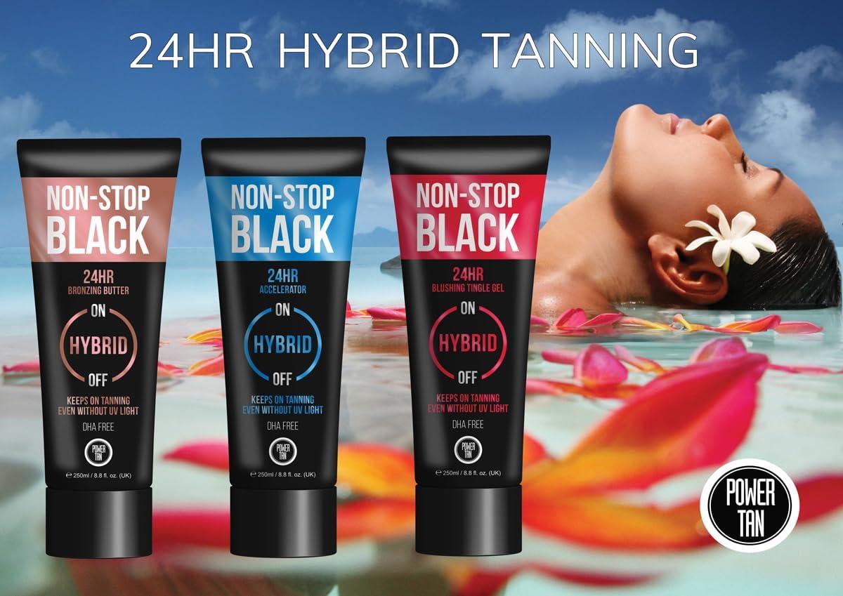 Power Tan NonStop Black Tingle Gelee (DHA Free) Hybrid UV Sunbed Tanning Accelerator Lotion 250ml