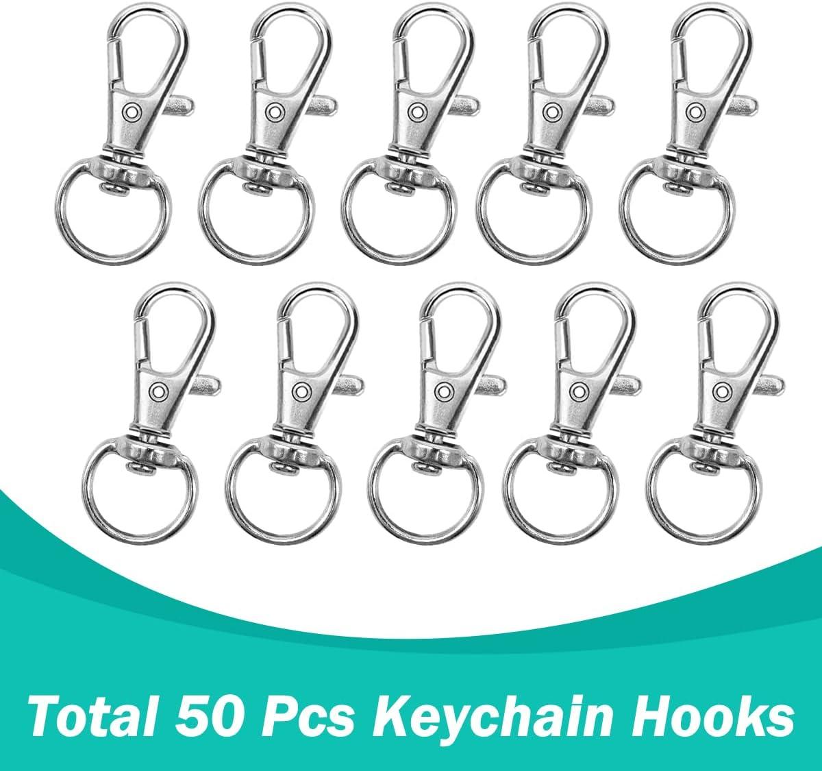 Segauin 100-Piece Premium Swivel Snap Hooks with Key Rings,Metal Lanyard  Keychain Hooks Lobster Clasps for Key Jewelry DIY Crafts 1.25inches/32mm(50  Pcs Lanyard Snap Hooks+50 Pcs Key Rings) 1.25inches/32mm Silver