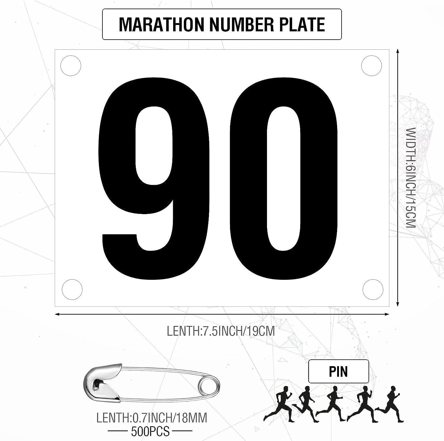 Running Bib Numbers with Safety Pins for Marathon Sports Competition
