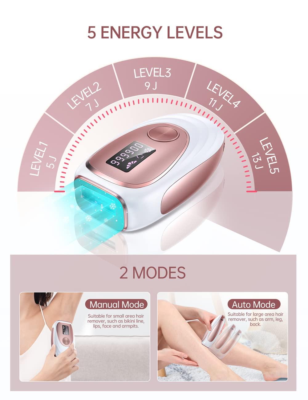 Laser Hair Removal With Cooling System, atHome IPL Hair Removal for
