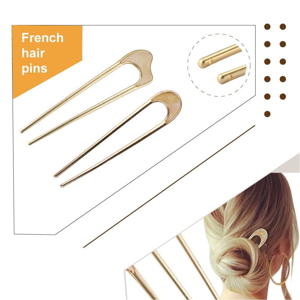 French Hair Pin Metal U Shaped Hair Pins (Pack of 4) - French Pins