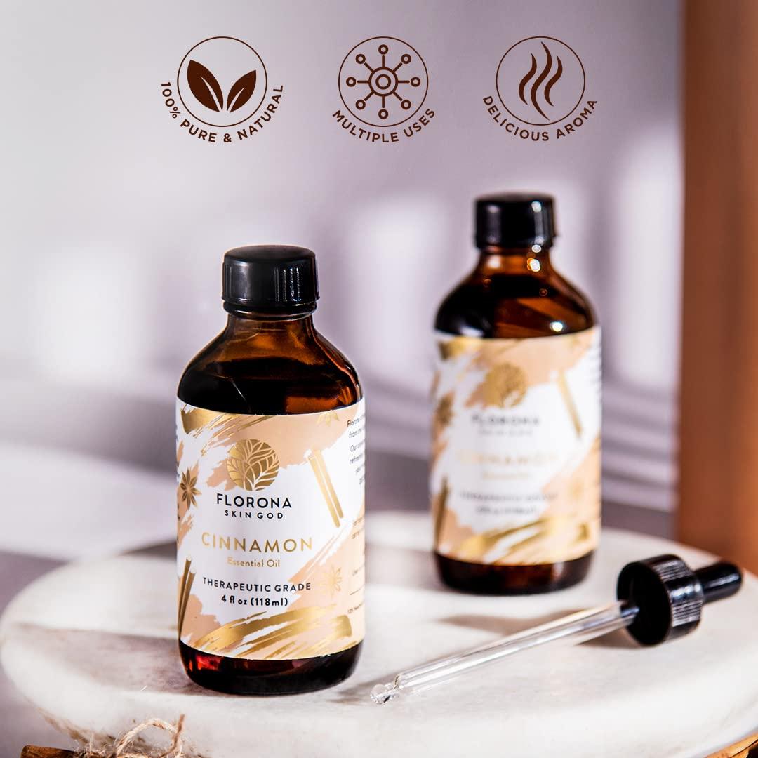 Florona Cinnamon Essential Oil 100% Pure & Natural - 4 fl oz, Therapeutic  Grade for Hair & Skin Care, Diffuser Aromatherapy, Soap Making, Candle  Making